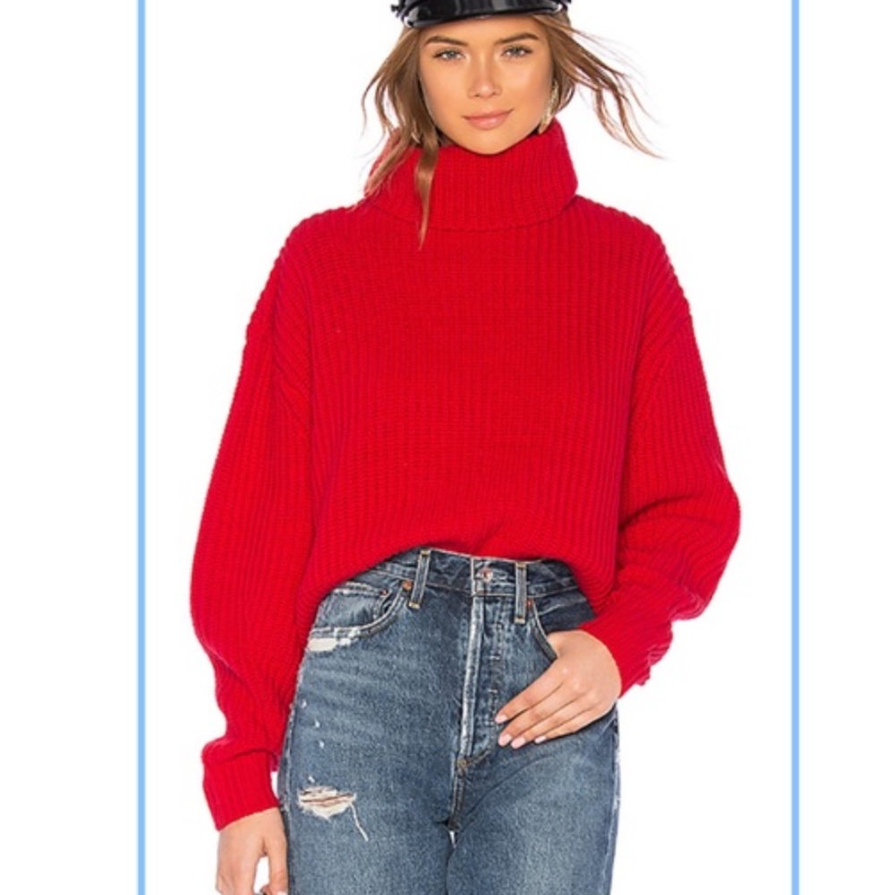 Lovers + Friends oversized red turtleneck